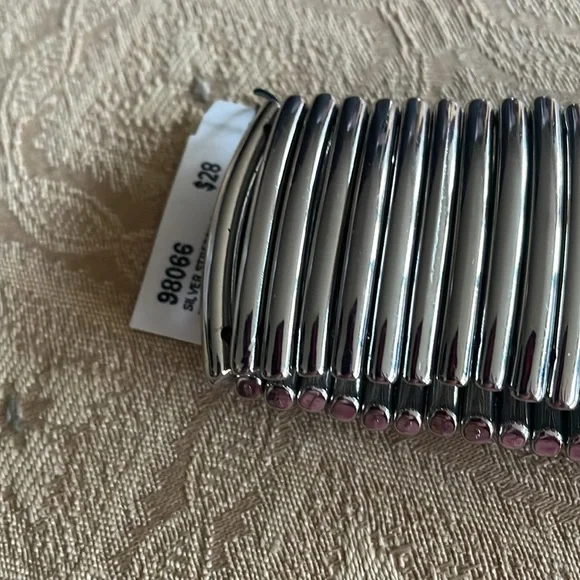 Cookie Lee Stretch Bracelet 1 3/4” width silver tone - Picture 3 of 3